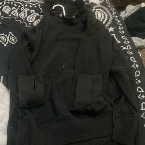 plain black turtleneck hoodie with fingerholes